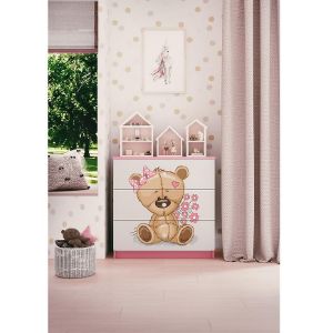 Obrazek Komoda Dla Dzieci Babydreams Różowy – Miś Kwiatki