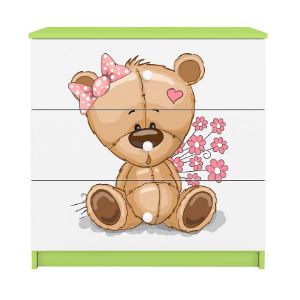 Obrazek Komoda Dla Dzieci Babydreams Zielony – Miś Kwiatki