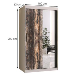 Obrazek Szafa Rustic II 100 biały/lustro