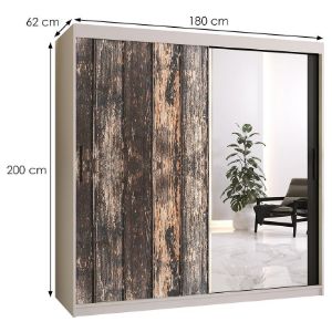 Obrazek Szafa Rustic II 180 biały/lustro