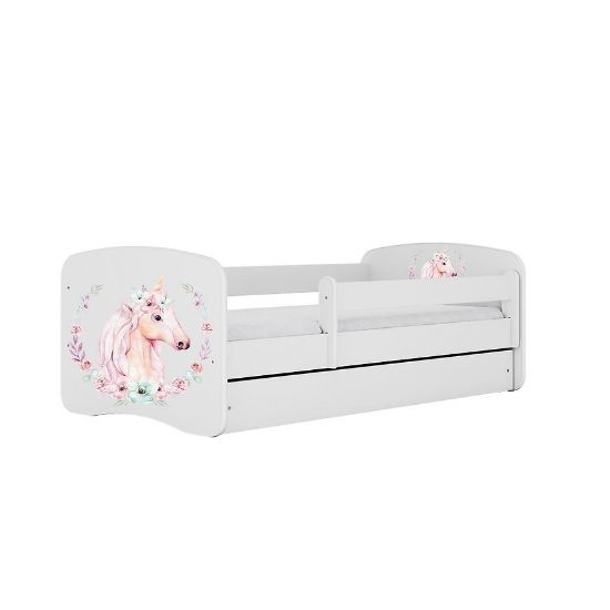 Obrazek Łóżko dziecięce z materacem i szufladą Babydreams biały 70x140 Konik