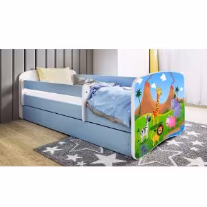 Obrazek Łóżko dziecięce z materacem i szufladą Babydreams Niebieski 70x140 Safari