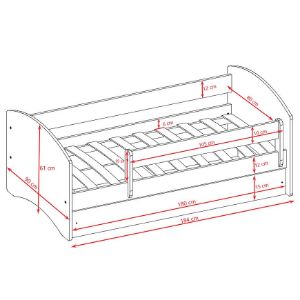 Obrazek Łóżko dziecięce z materacem i szufladą Babydreams Niebieski 80x180 Konik