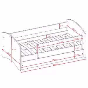 Obrazek Łóżko dziecięce z materacem i szufladą Babydreams Niebieski 80x180 Szop