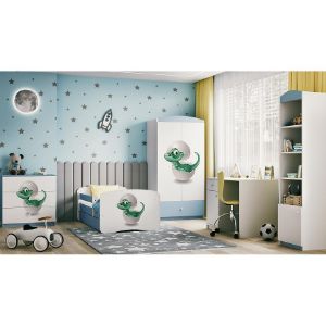 Obrazek Łóżko dziecięce z materacem i szufladą Babydreams Niebieski 80x180 Dino
