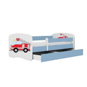 Obrazek Łóżko dziecięce z materacem i szufladą Babydreams Niebieski 80x180 Straż Pożarna