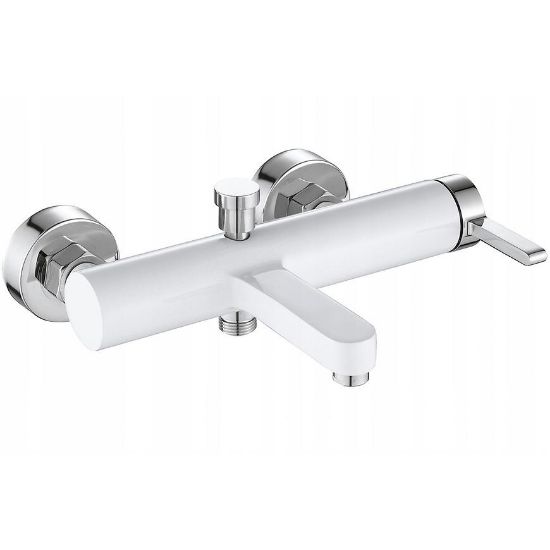 Obrazek Bateria wannowa z zestawem wannowym Rea Polo biała chrom