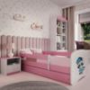 Obrazek Łóżko dziecięce z materacem i szufladą Babydreams Różowe 70x140 Szop