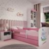 Obrazek Łóżko dziecięce z materacem i szufladą Babydreams Różowe 70x140 Słonik