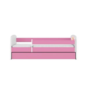 Obrazek Łóżko dziecięce z materacem i szufladą Babydreams Różowe 80x160 Miś Motyl