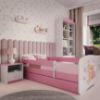 Obrazek Łóżko dziecięce z materacem i szufladą Babydreams Różowe 80x160 Miś Motyl