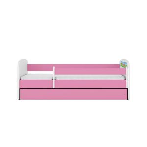 Obrazek Łóżko dziecięce z materacem i szufladą Babydreams Różowe 80x160 Safari