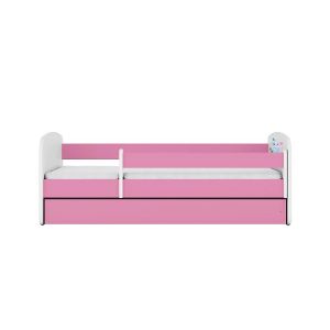 Obrazek Łóżko dziecięce z materacem i szufladą Babydreams Różowe 80x160 Słonik
