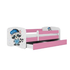 Obrazek Łóżko dziecięce z materacem i szufladą Babydreams Różowe 80x180 Szop
