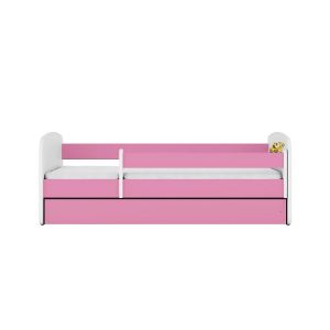 Obrazek Łóżko dziecięce z materacem i szufladą Babydreams Różowe 80x180 Koparka