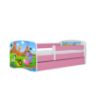 Obrazek Łóżko dziecięce z materacem i szufladą Babydreams Różowe 80x180 Safari