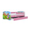 Obrazek Łóżko dziecięce z materacem i szufladą Babydreams Różowe 80x180 Safari