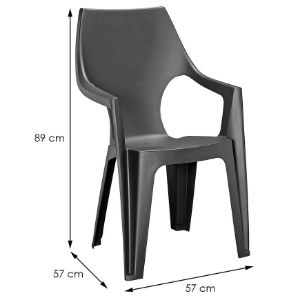 Obrazek Krzesło ogrodowe plastikowe Dante z wysokim oparciem grafitowe