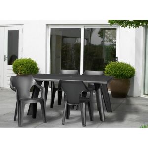 Obrazek Krzesło ogrodowe plastikowe Dante z wysokim oparciem grafitowe