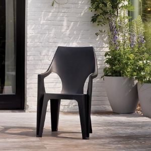 Obrazek Krzesło ogrodowe plastikowe Dante z wysokim oparciem grafitowe