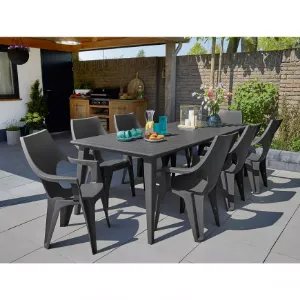 Obrazek Krzesło ogrodowe plastikowe Dante z wysokim oparciem grafitowe