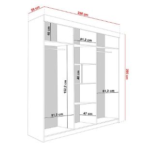 Obrazek Szafa Lamaro 250 biały + czarne wstawki