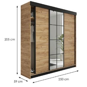 Obrazek Szafa Lamaro 250 dąb craft złoty + czarne wstawki