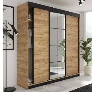 Obrazek Szafa Lamaro 250 dąb craft złoty + czarne wstawki