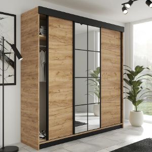 Obrazek Szafa Lamaro 200 dąb craft złoty + czarne wstawki