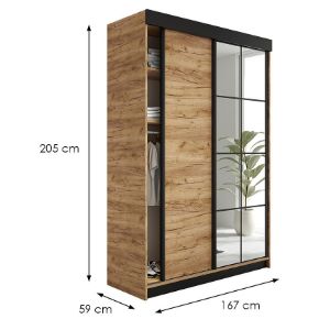 Obrazek Szafa Lamaro 167 dąb craft złoty + czarne wstawki