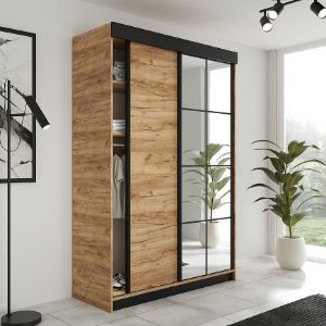 Obrazek Szafa Lamaro 167 dąb craft złoty + czarne wstawki