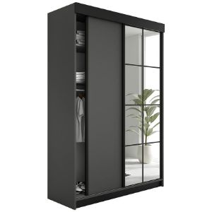 Obrazek Szafa Lamaro 138 grafit antracyt + czarne wstawki