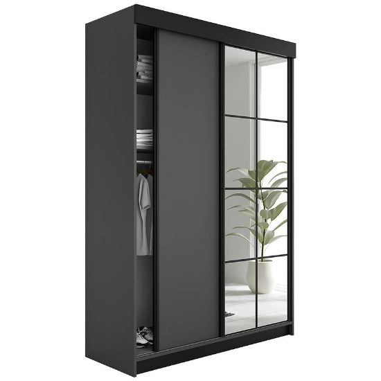 Obrazek Szafa Lamaro 138 grafit antracyt + czarne wstawki