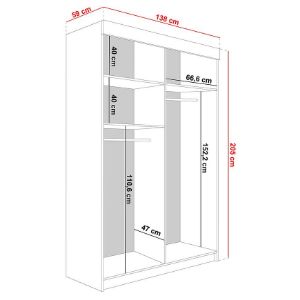 Obrazek Szafa Lamaro 138 grafit antracyt + czarne wstawki