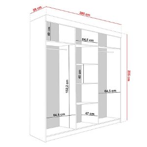 Obrazek Szafa Lamaro 200 grafit antracyt + czarne wstawki