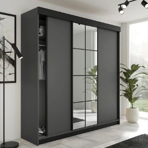 Obrazek Szafa Lamaro 200 grafit antracyt + czarne wstawki