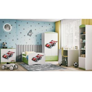 Obrazek Łóżko dziecięce z materacem i szufladą Babydreams Zielone 70x140 Auto