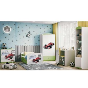Obrazek Łóżko dziecięce z materacem i szufladą Babydreams Zielone 70x140 Formuła
