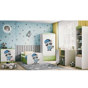 Obrazek Łóżko dziecięce z materacem i szufladą Babydreams Zielone 80x160 Szop