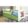 Obrazek Łóżko dziecięce z materacem i szufladą Babydreams Zielone 80x180 Miś Kwiatki