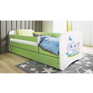 Obrazek Łóżko dziecięce z materacem i szufladą Babydreams Zielone 80x180 Słonik