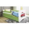 Obrazek Łóżko dziecięce z materacem i szufladą Babydreams Zielone 80x180 Straż Pożarna
