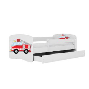 Obrazek Łóżko dziecięce z materacem i szufladą Babydreams Biały 70x140 Straż Pożarna