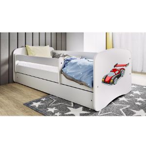 Obrazek Łóżko dziecięce z materacem i szufladą Babydreams Biały 80x160 Auto