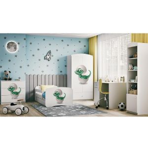 Obrazek Łóżko dziecięce z materacem i szufladą Babydreams Biały 80x160 Dino