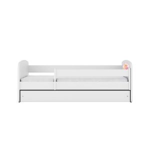 Obrazek Łóżko dziecięce z materacem i szufladą Babydreams Biały 80x160 Miś Motyl