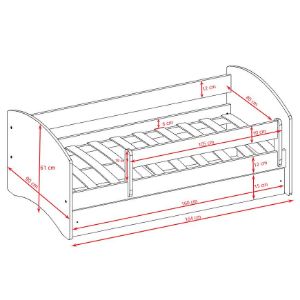 Obrazek Łóżko dziecięce z materacem i szufladą Babydreams Biały 80x160 Safari