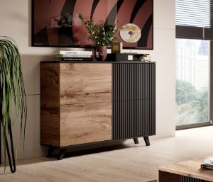Obrazek Komoda Felicjan 2 dąb wotan/czarny