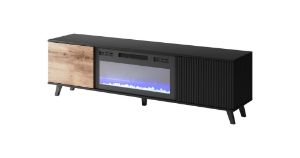 Obrazek Stolik RTV Felicjan K z kominkiem dąb wotan/czarny