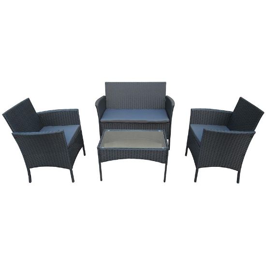 Obrazek Komplet technorattan 2+1+1 czarny 160044